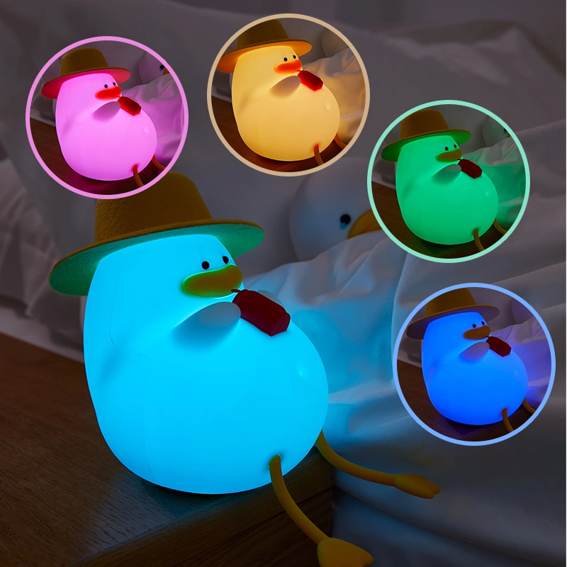 Cute Happy Duck Rechargeable Silicone Lamp for New Mother