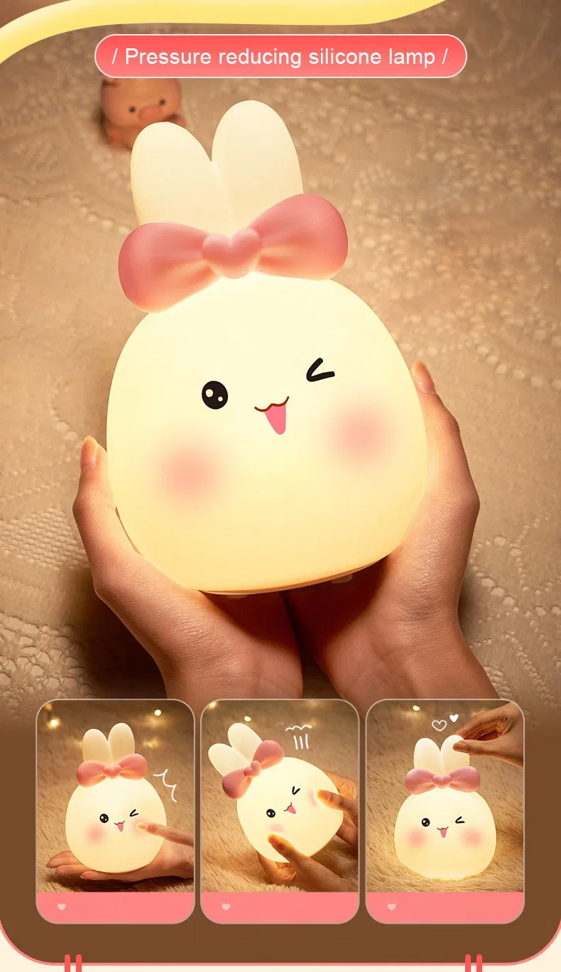 Rechargeable Child Holiday Gift Silicone Rabbit Lamp