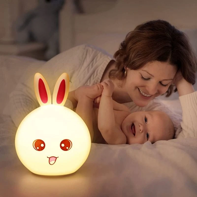 Patted Rechargeable LED Color Changed Rabbit Silicone Lamp