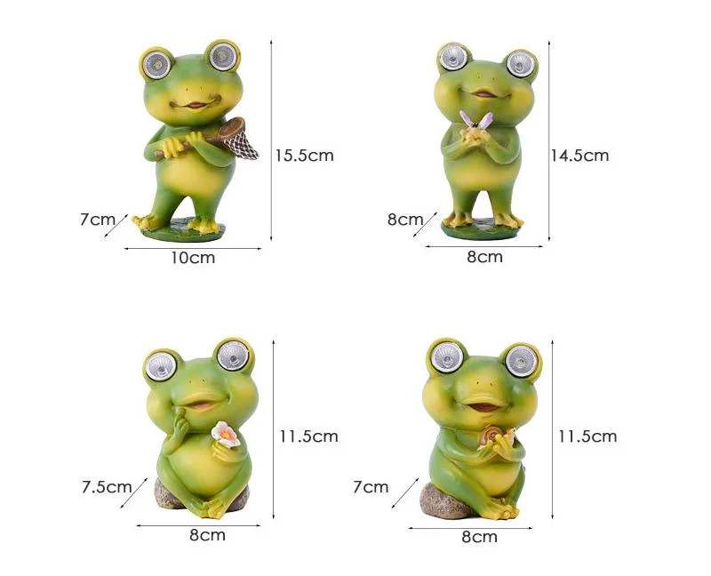 Outdoor Garden Frog Ornaments with Light for Garden Decoration