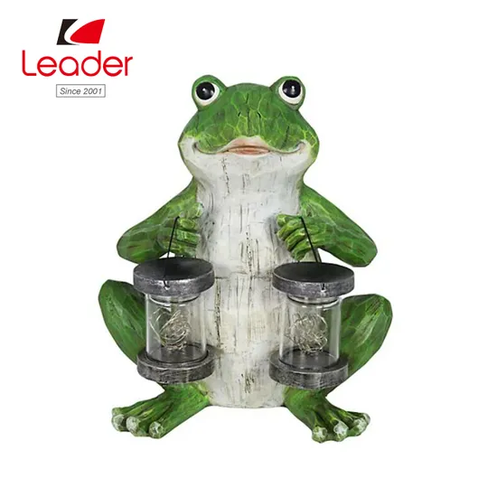 Hand Painted Solar Firefly Jar Frog Statue Solar Garden Frog Light Outdoor Light