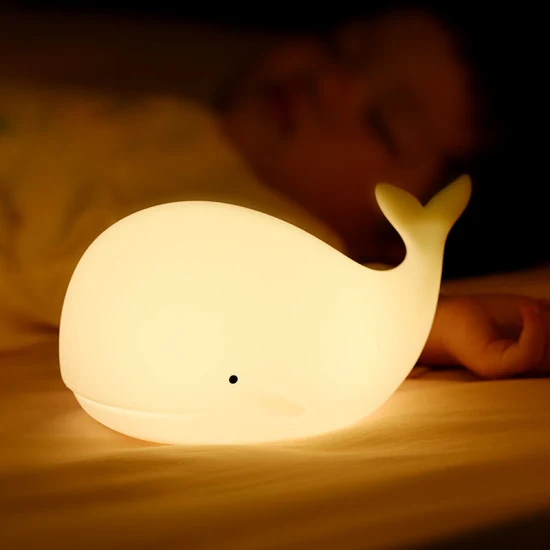 Creative USB Rechargeable Animal Lamp Silicone Whale Baby Table Lamp