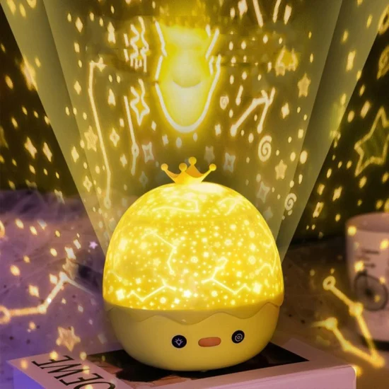 Duck Night Lights Stars Projector Bedside Table Lamp for Kids