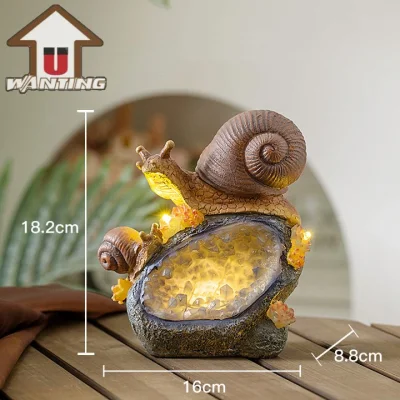 Solar Sensor Lamp Snail Garden Landscape Light Polyresin Promotional Gift Desktop Ornament