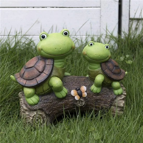 Animal Sculpture Cute Frog Face Turtles with Solar LED Lights Garden Statue Figurine for Indoor Outdoor Decorations, Patio Yard Lawn Ornaments Bl17908