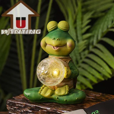 Frog Figurine Solar Light Garden Owl Lawn Ornaments Ball Functional Promotional Gift
