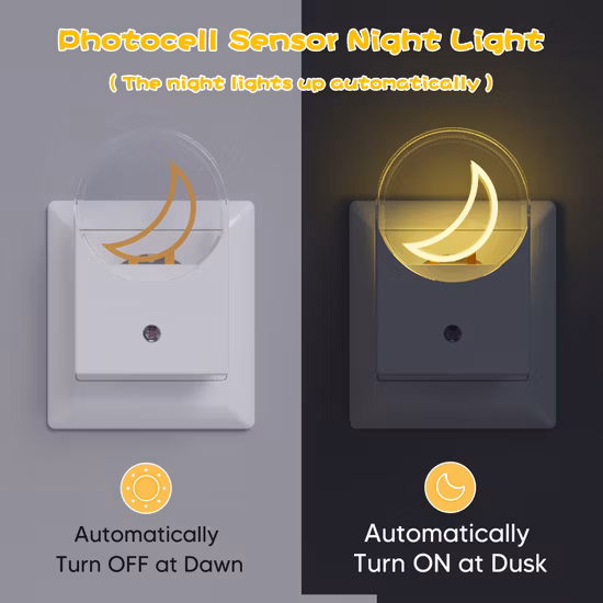 Night Light Plug in Walls Motion Sensor Light (ON/AUTO/Off) , Steplessly Dimmable RGB LED Night Light