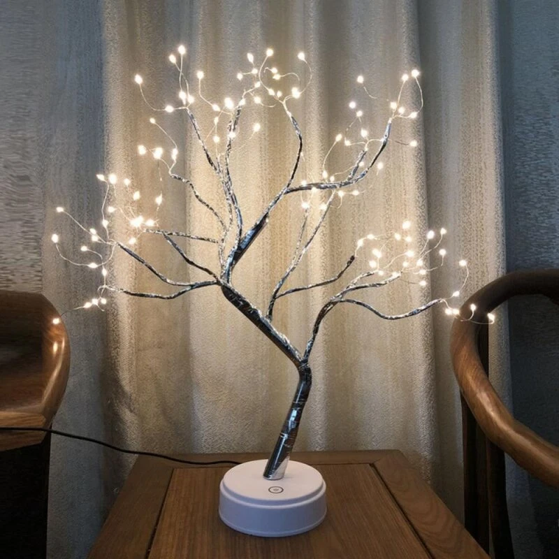 Tabletop Lighted Tree LED Christmas Decorations Table Tree Lamp Lights, Battery/USB Operated, DIY Artificial Tree for Wedding Party Gifts Indoor Outdoor
