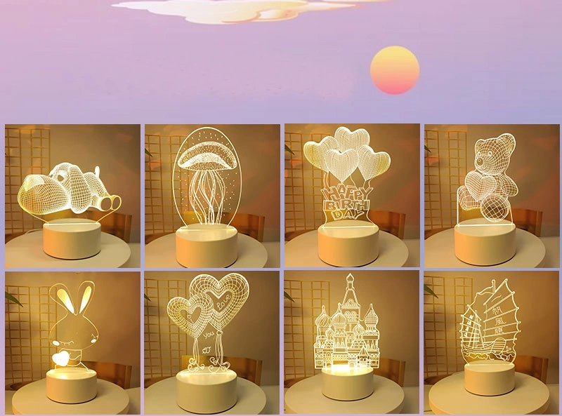 Novelty Gift 3D Cartoon Mini Table Lamp Bedroom Bedside Lamp Acrylic Gift Lamp