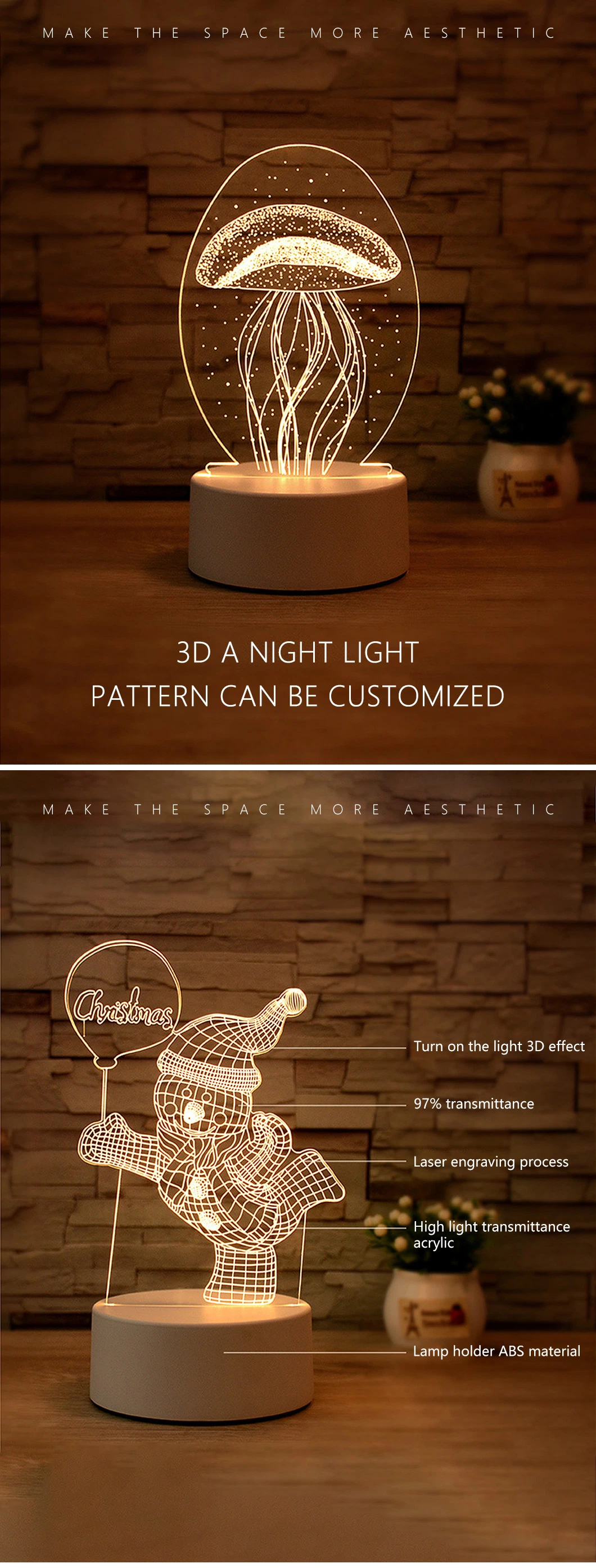 Wholesale Acrylic LED Base 3D Night Light lamp Illusion 3D Anime Lamparas Acrylic Table Desk Base LED Christmas Lamp Kids Room Decor Star Wars Table Lamp