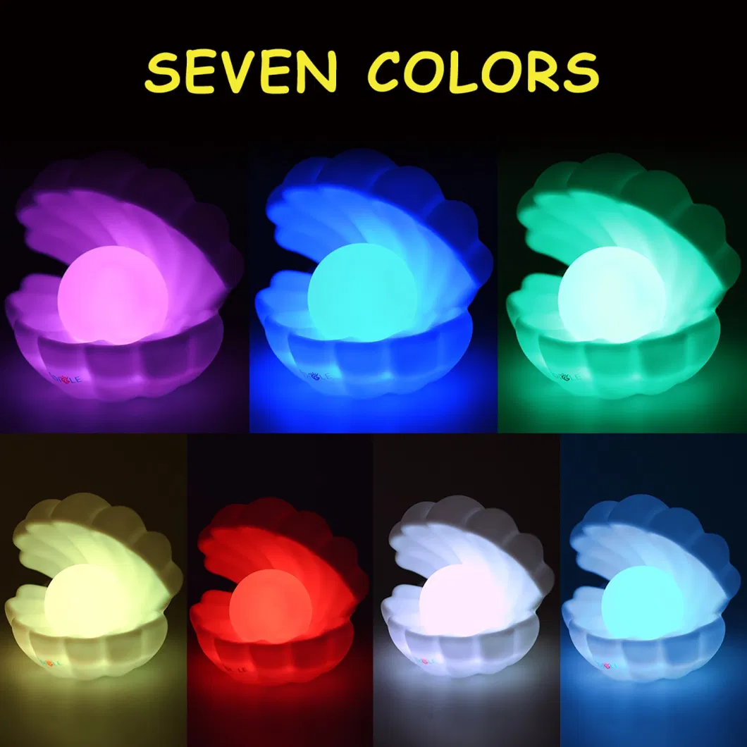 New Design LED RGB Color Change Night Light Indoor Home Decor Glitter Shell Lamp for Kids Gift