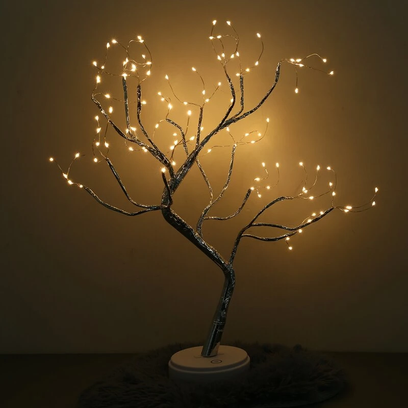 Tabletop Lighted Tree LED Christmas Decorations Table Tree Lamp Lights, Battery/USB Operated, DIY Artificial Tree for Wedding Party Gifts Indoor Outdoor