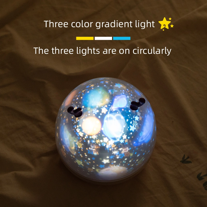 Room Background Decoration USB Rechargeable Style Tricolor 6 Kinds Projection Lamp Novel Christmas Gift for Children
