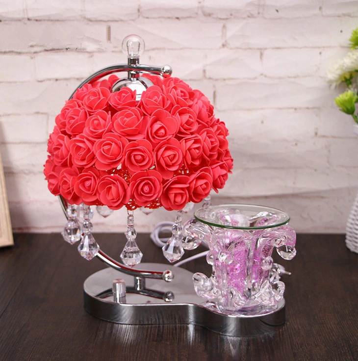 Factory Direct Sale Wedding Gift Perfume Lighting Table Lamp with Crystal&Flower