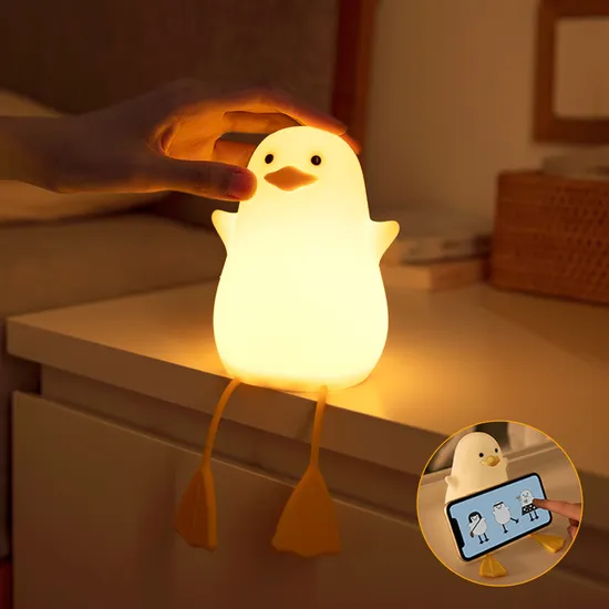 Hot Seller Cute Cartoon Style Duck Night Light Charge Table Lamp Creative Kids Toys Child Gifts 