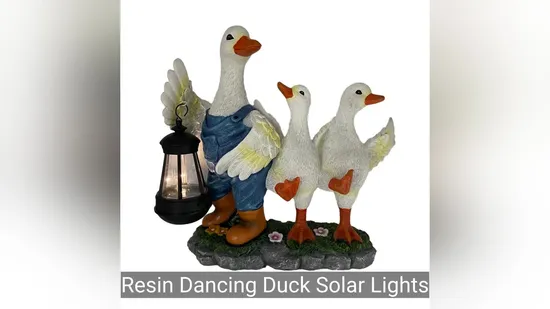 Polyresin Duck Family Solar Lamp for Outdoor Decoration 