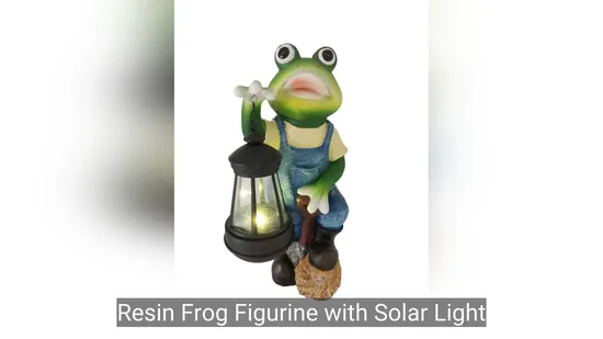 Handcrafted Resin Frog Sculpture with Solar Light for Outdoor Spaces 
