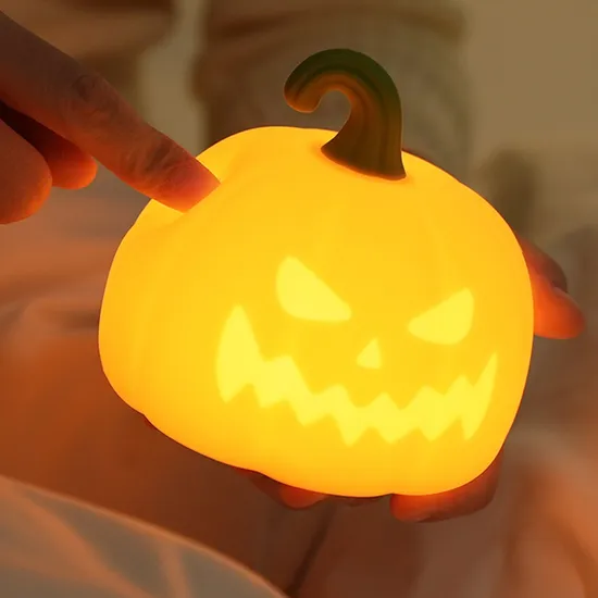 Children′s Gifts Pumpkin Night Light CCT+RGB Brightness Adjustable Silicone Night Lamp 