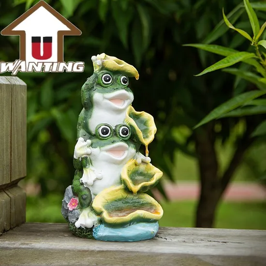 2024 Hot Sale Outdoor Garden Decoration Couple Frog Resin Handicraft Solar Light 
