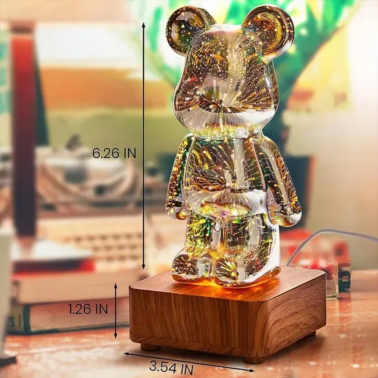 3D Atmosphere Desk Lamp Light up Bear LED Night Light RGB Remote Control Bedside Lamp for Decor 
