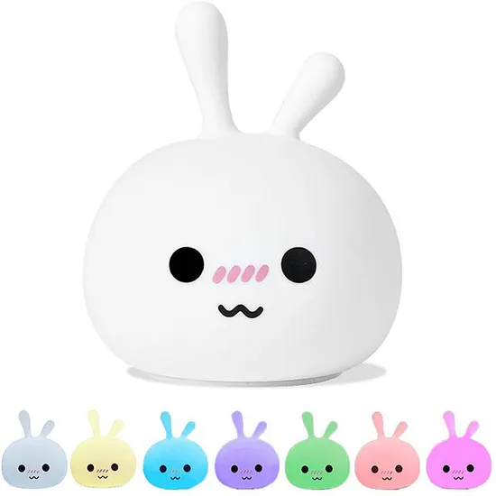 Popular Creative Cute Safe Rechargeable Colors 3D LED Rabbit Silicone Night Lamp 