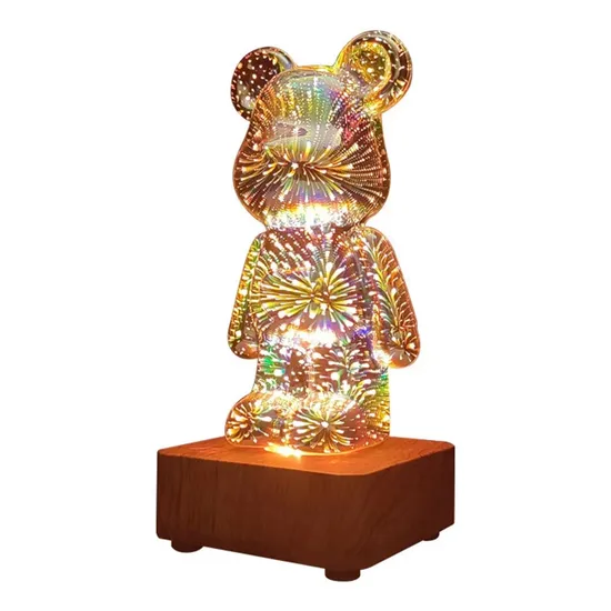 3D Atmosphere Desk Lamp ABS Light up Bear LED Night Light RGB Remote Control Bedside Lamps for Decor 