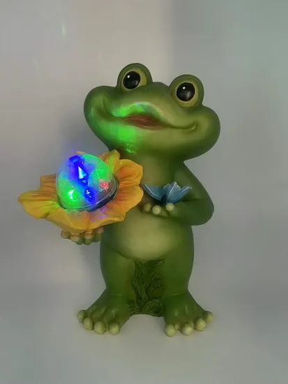 Resin Frog Statue Solar Powered Garden Lights for Outdoor Indoor Decor 