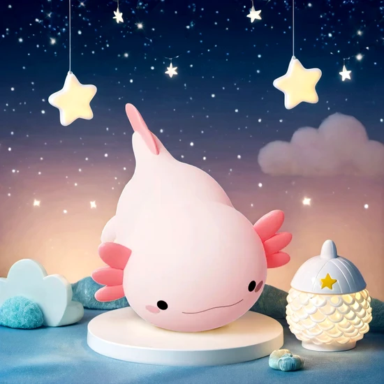 2024 New Night Light Baby Sili Cone Timer USB Rechargeable Axolotl Lamp for Kids Gift 