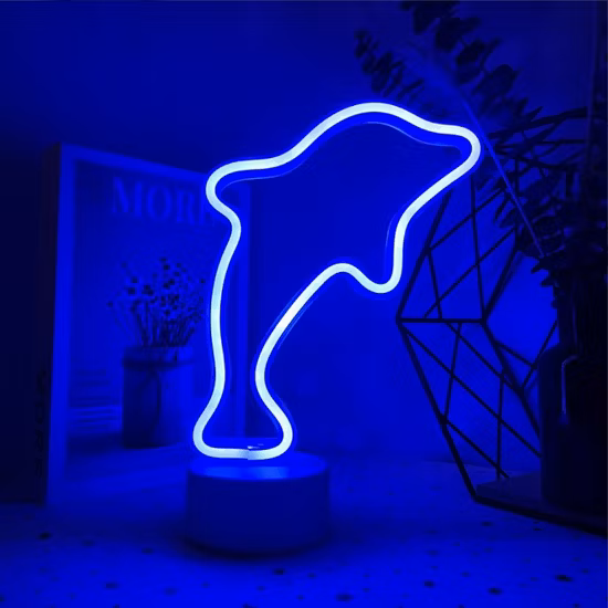 Table Night Light Party Kids Room Gift Dolphin Neon Sign Light