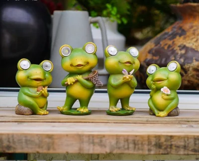 Outdoor Garden Frog Ornaments with Light for Garden Decoration