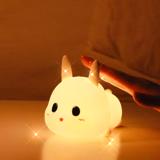 Cute Rabbit Remote Control 7 Color LED Soft Silicone Lamp for Kids