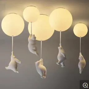 Modern LED Ceiling Lights Warm Cartoon Bear Ceiling Lamp for Kids Rooms (WH