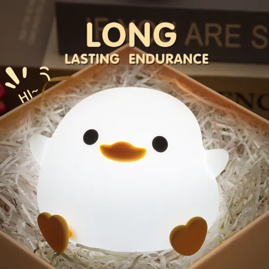 Cute Duck Silicone Pat Light Induction Night Light LED Rechargeable Bedside Lamp 