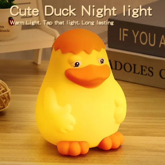 Cute Duck Silicone Pat Light Induction Night Light LED Rechargeable Sleeplight 